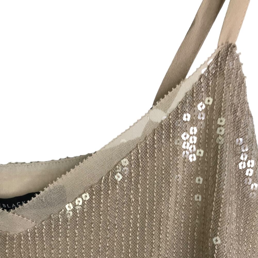 White House Black Market Top Womens XS Beige Sequins Camisole Tank V-Neck Go Go - Picture 5 of 10
